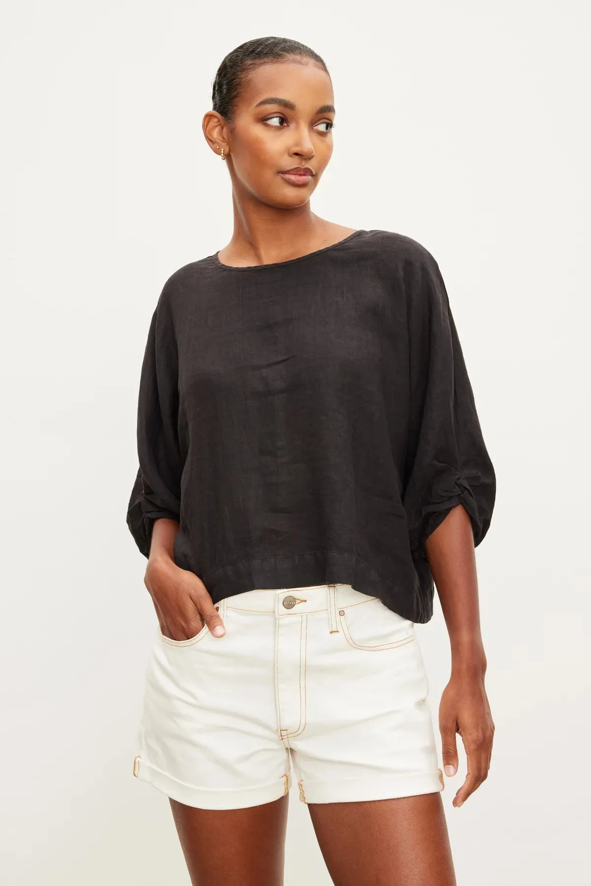Cass Linen Crew Neck Top sold by Hills Dry Goods