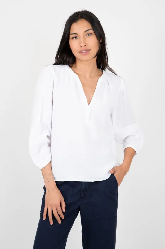 Maggie Cotton Gauze V-Neck Top sold by Hills Dry Goods