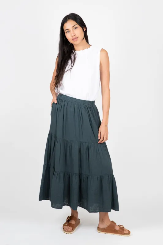 Danielle Cotton Gauze Tiered Skirt sold by Hills Dry Goods