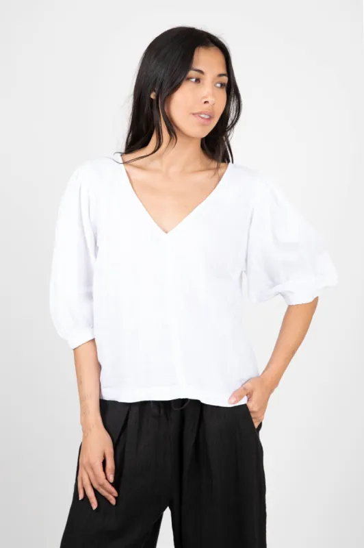 Chelsea Linen V-Neck Top sold by Hills Dry Goods