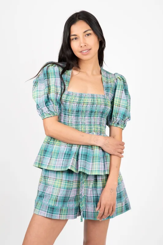 Seersucker Check Smock Blouse sold by Hills Dry Goods