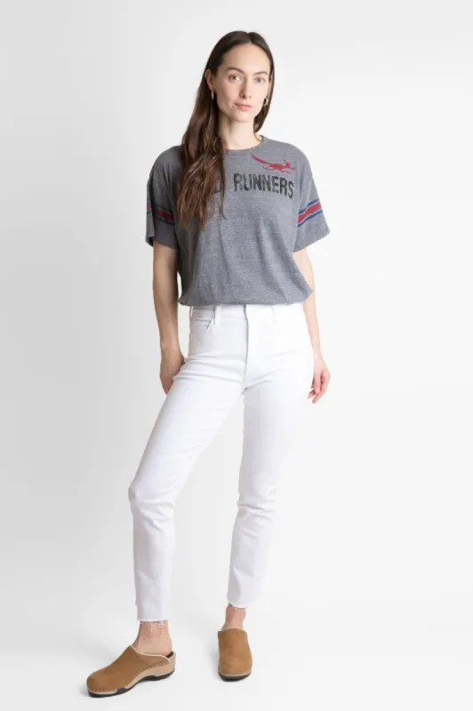 The Mid Rise Dazzler Ankle Fray sold by Hills Dry Goods