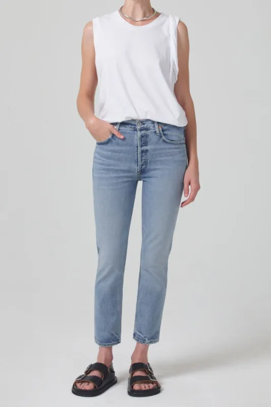 Charlotte High Rise Crop Straight sold by Hills Dry Goods