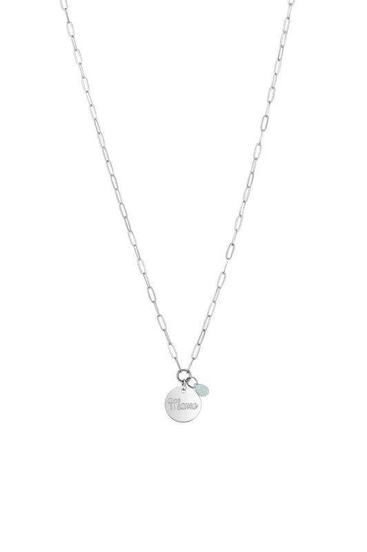 18" XS Paperclip Mama Disc Stone Necklace sold by Hills Dry Goods