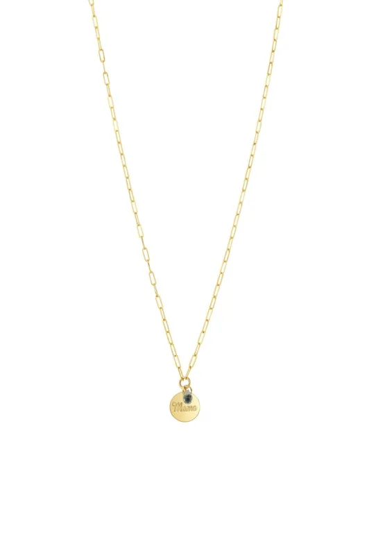 18" XS paperclip Mama Disc Stone Necklace sold by Hills Dry Goods