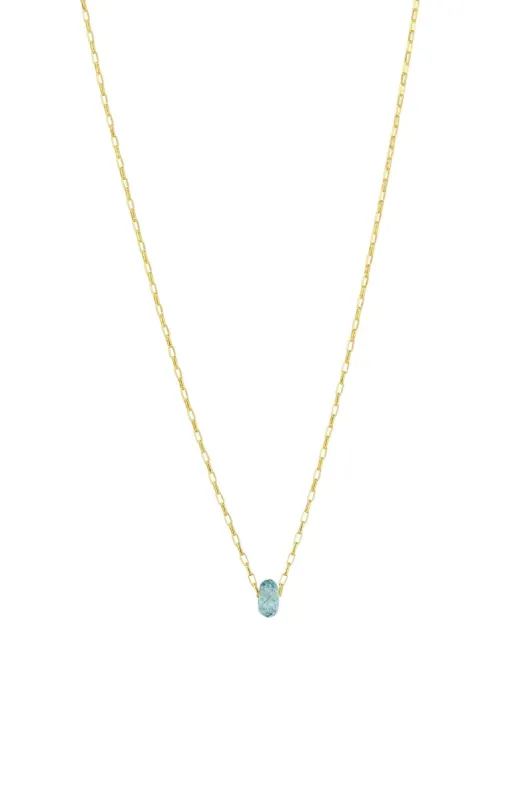 18" Small Rectangle Rolo Floating Stone Necklace sold by Hills Dry Goods