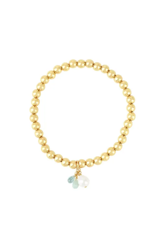 5mm Beaded Pearl Stone Cluster Bracelet sold by Hills Dry Goods
