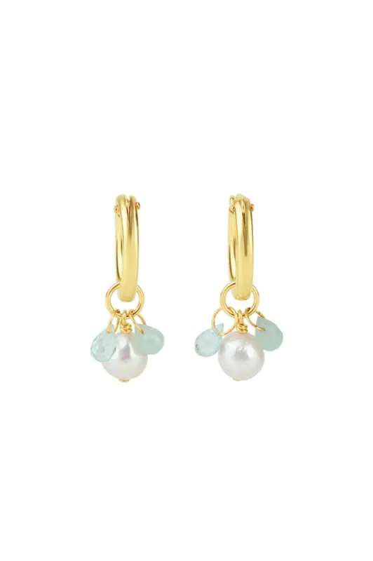 15mm Cluster Pearl Stone Huggie sold by Hills Dry Goods