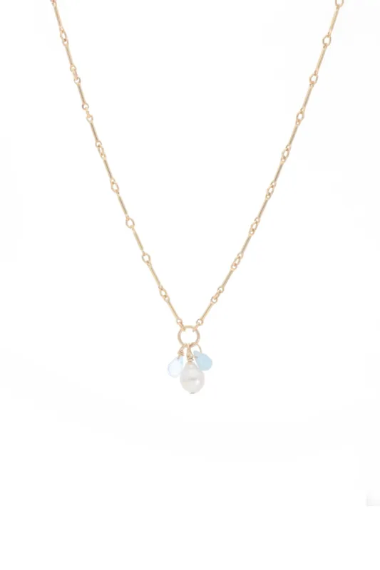 18” Bar Link Pearl Stone Drop Necklace sold by Hills Dry Goods