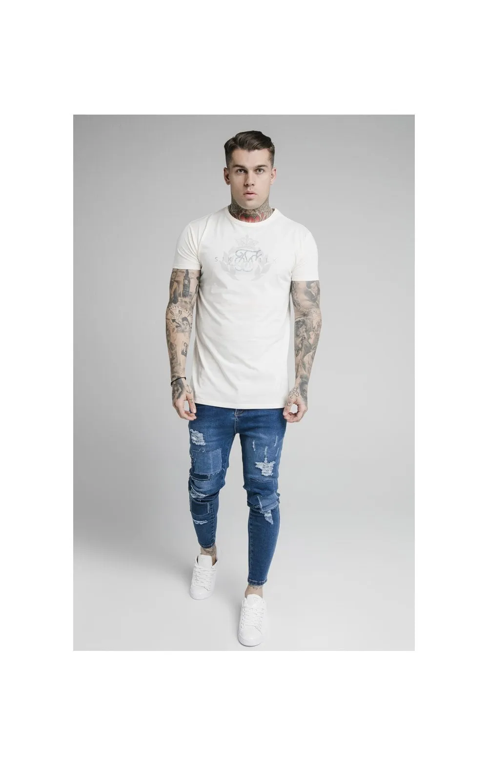 SikSilk S/S Fade Rhine Stone Box Tee - Off White sold by Siksilk product image thumbnail 4