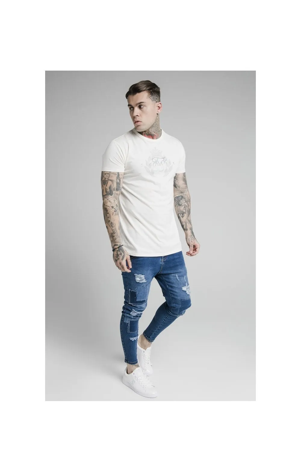 SikSilk S/S Fade Rhine Stone Box Tee - Off White sold by Siksilk product image thumbnail 5