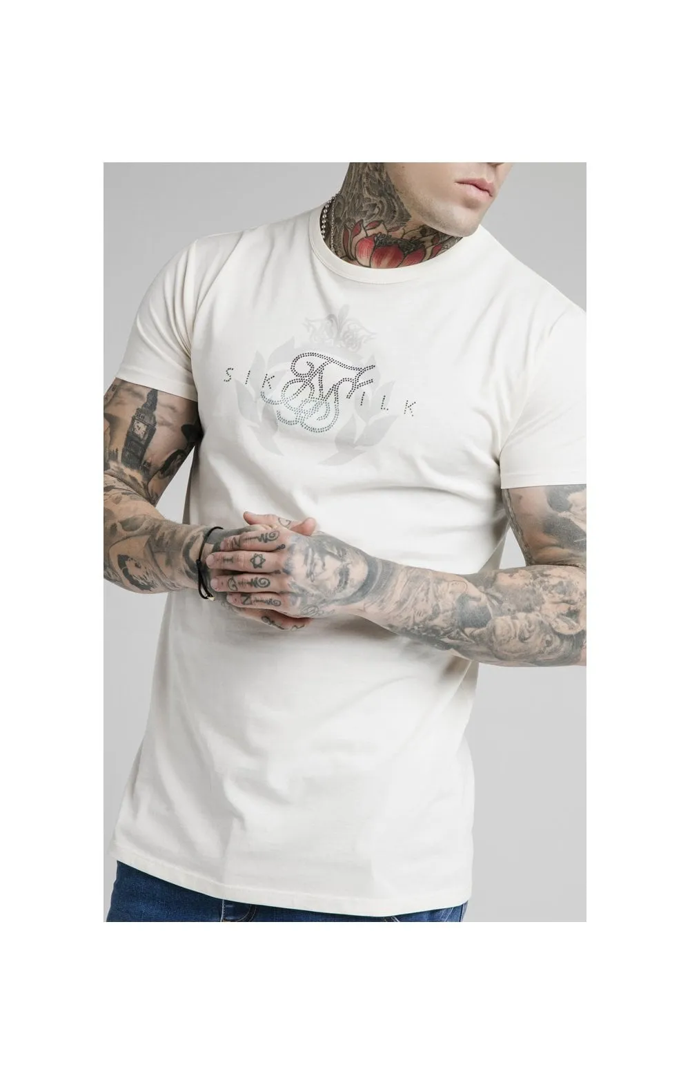 SikSilk S/S Fade Rhine Stone Box Tee - Off White sold by Siksilk product image thumbnail 2