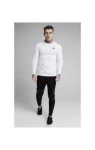 White Long Sleeve Straight Hem Muscle Fit T-Shirt sold by Siksilk