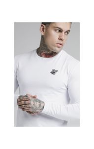 White Long Sleeve Straight Hem Muscle Fit T-Shirt sold by Siksilk