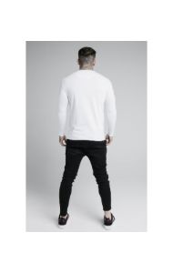 White Long Sleeve Straight Hem Muscle Fit T-Shirt sold by Siksilk