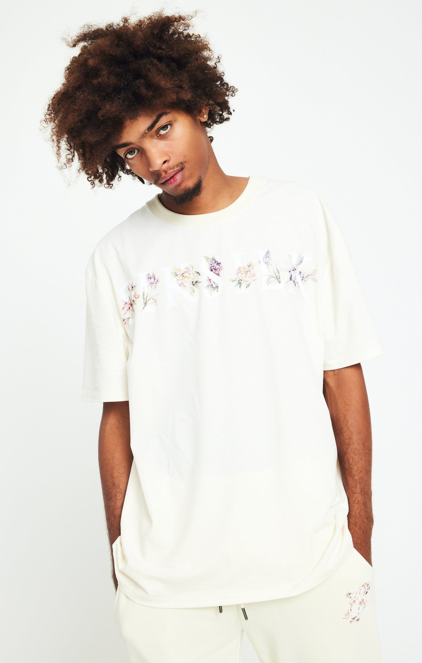 Ecru Floral Oversized T-Shirt sold by Siksilk product image thumbnail 4
