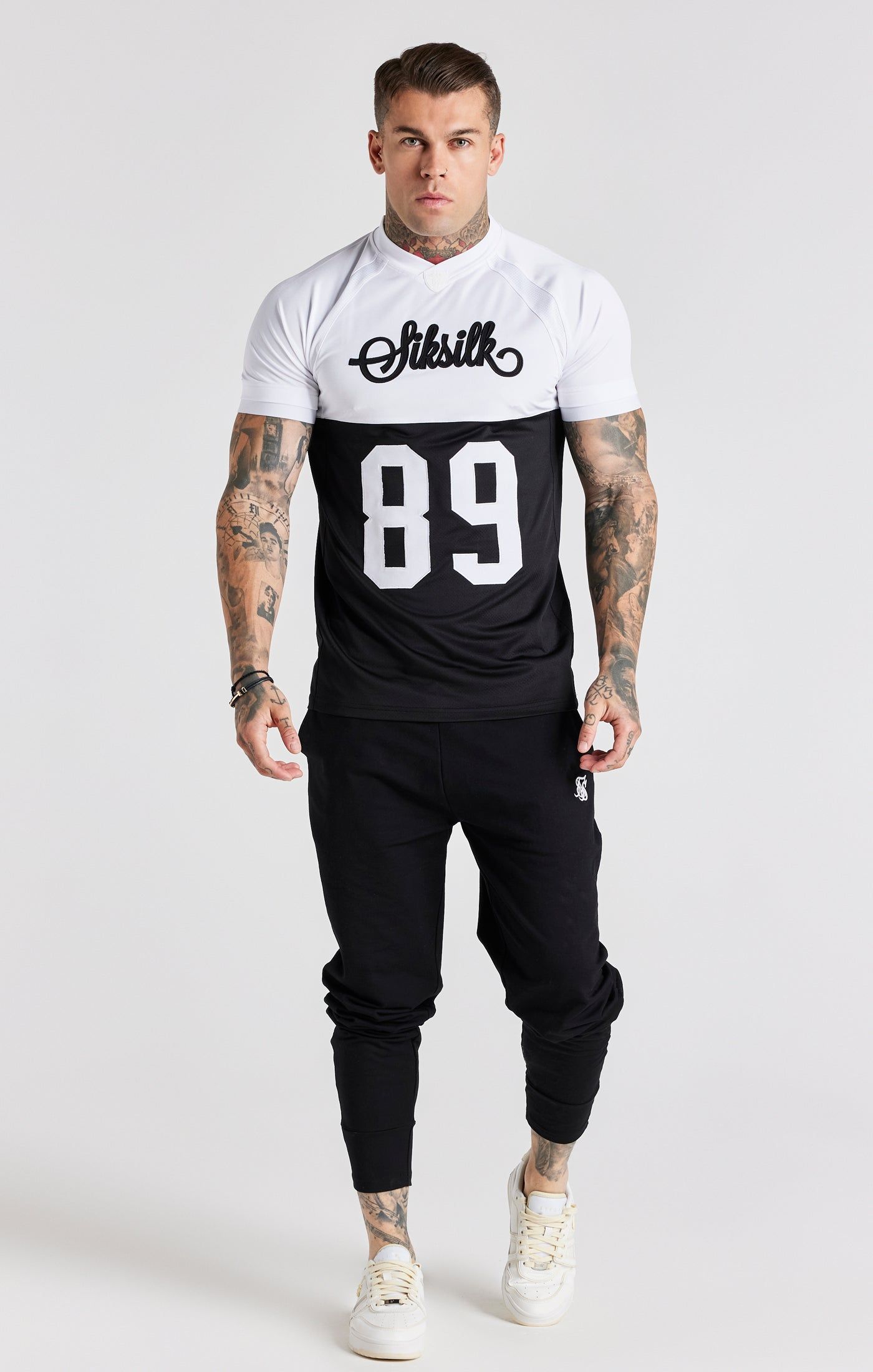 Black Retro Elasticated Cuff T-Shirt sold by Siksilk product image thumbnail 3