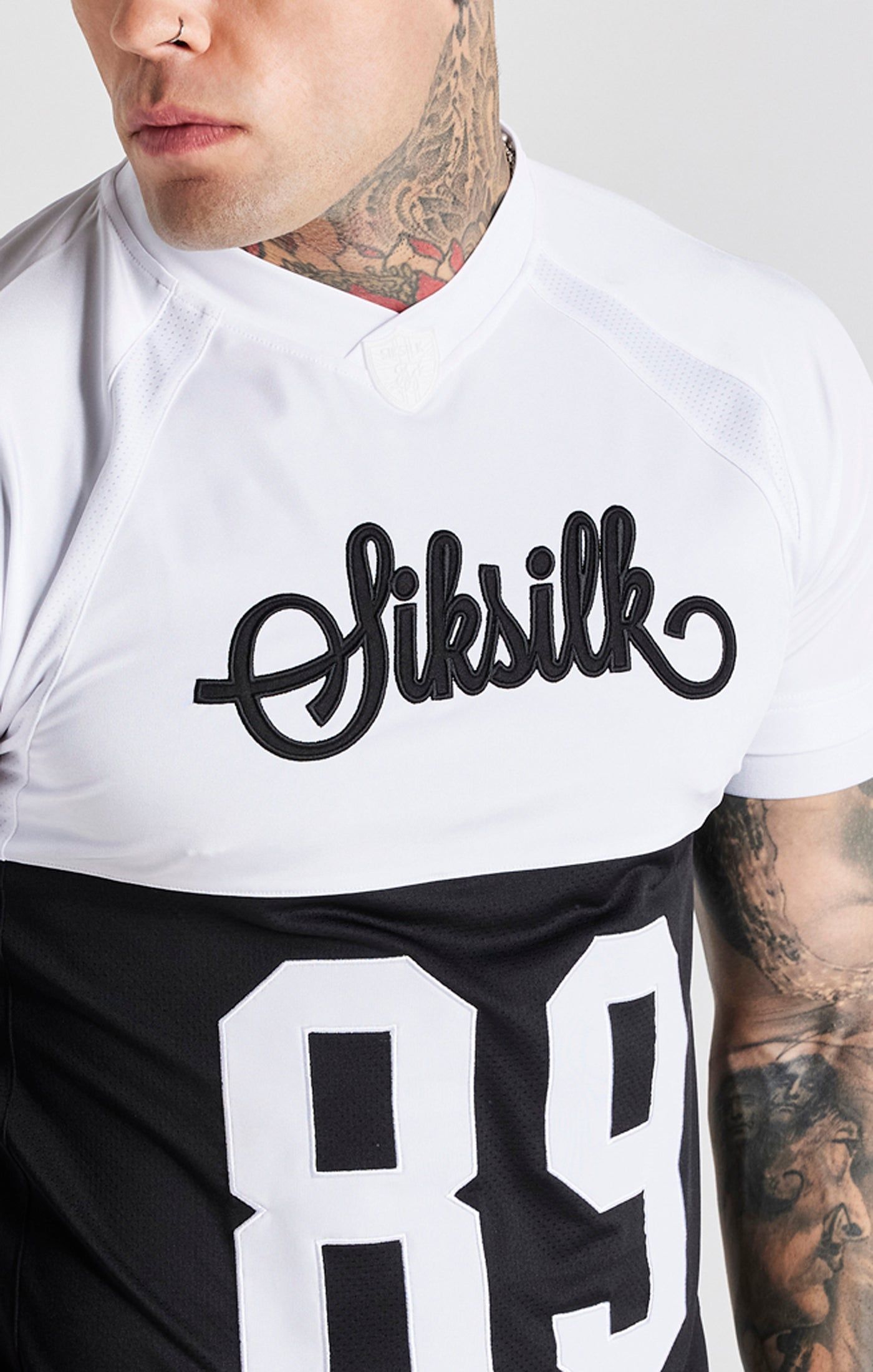 Black Retro Elasticated Cuff T-Shirt sold by Siksilk product image thumbnail 2
