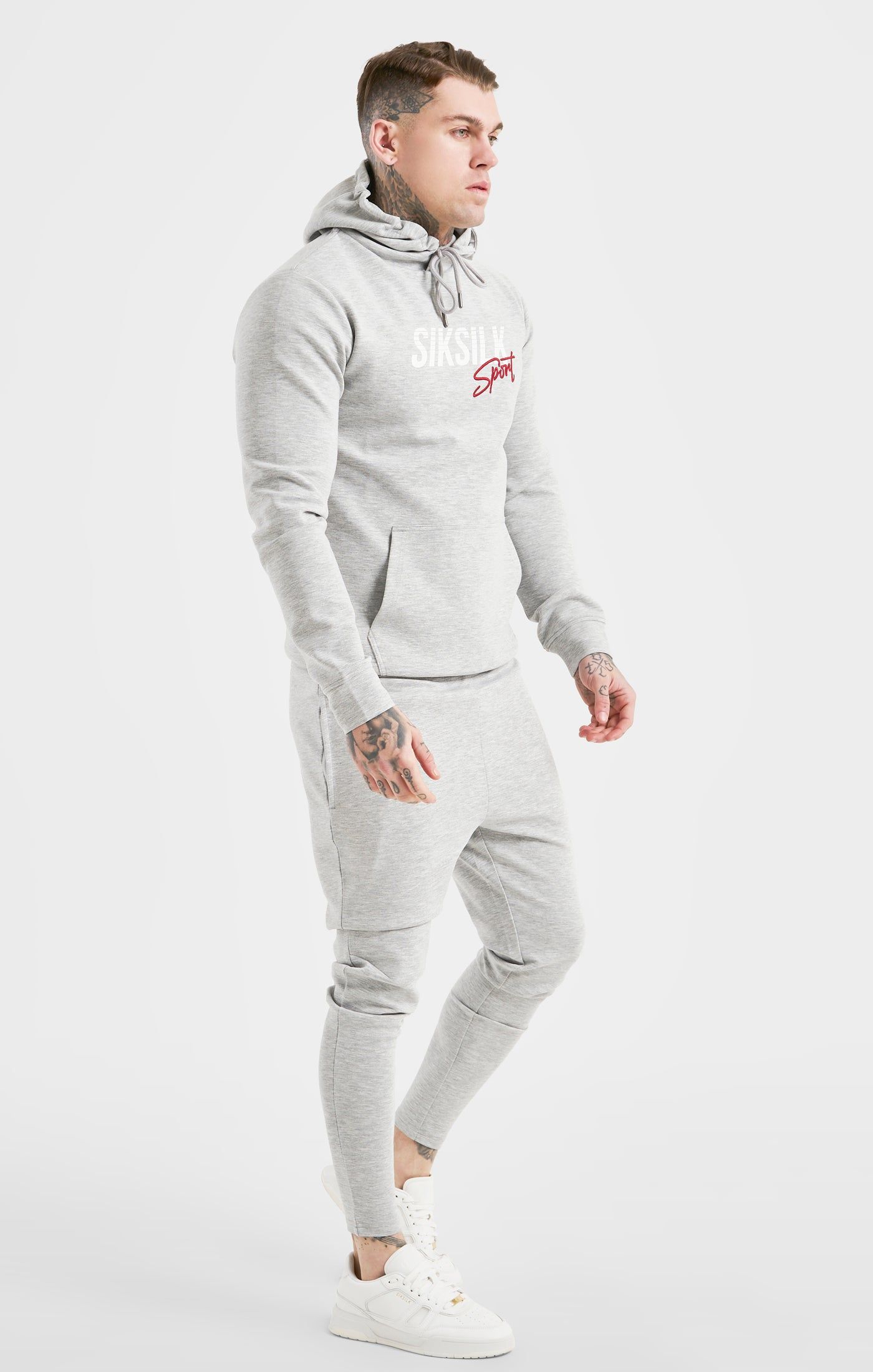 SikSilk Overhead Basic Sports Hoodie - Grey Marl sold by Siksilk product image thumbnail 4
