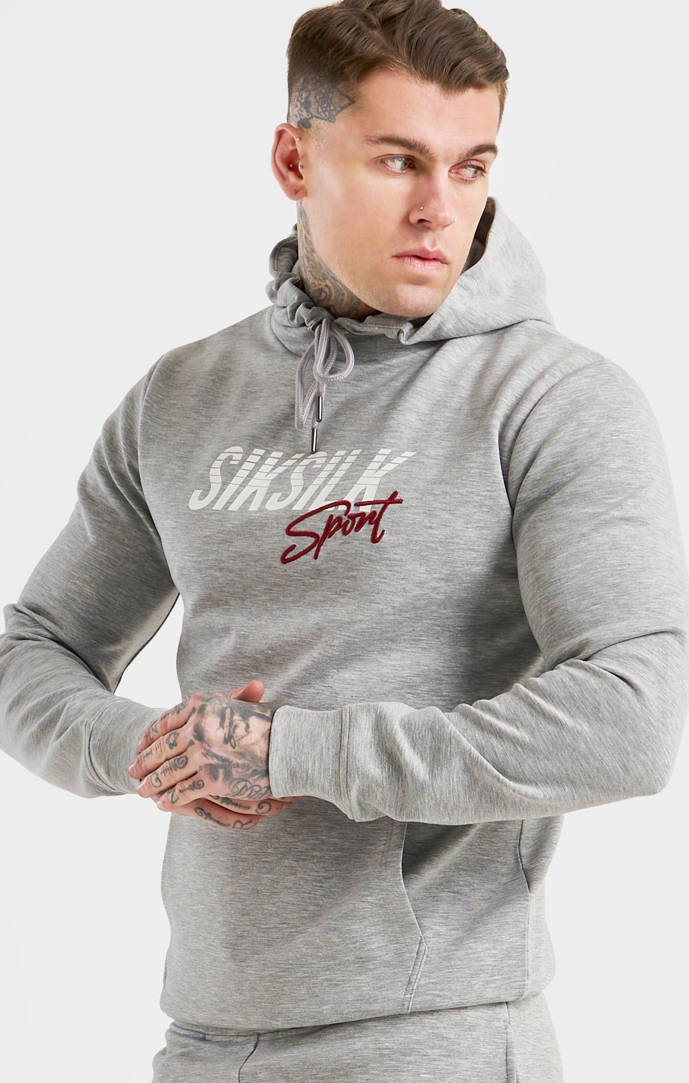 SikSilk Overhead Basic Sports Hoodie - Grey Marl sold by Siksilk