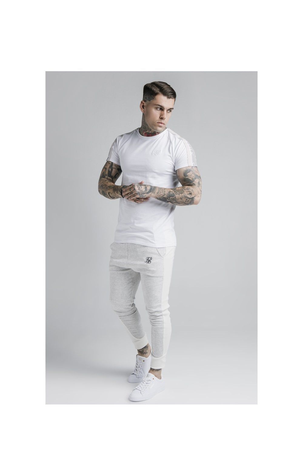 SikSilk Unite Panelled Joggers - Grey & Cream sold by Siksilk product image thumbnail 4