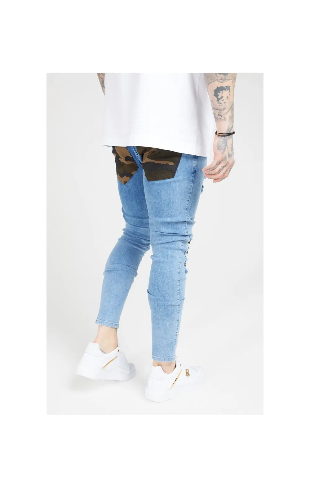 SikSilk Burst Knee Low Rise Denims - Midstone sold by Siksilk product image thumbnail 4