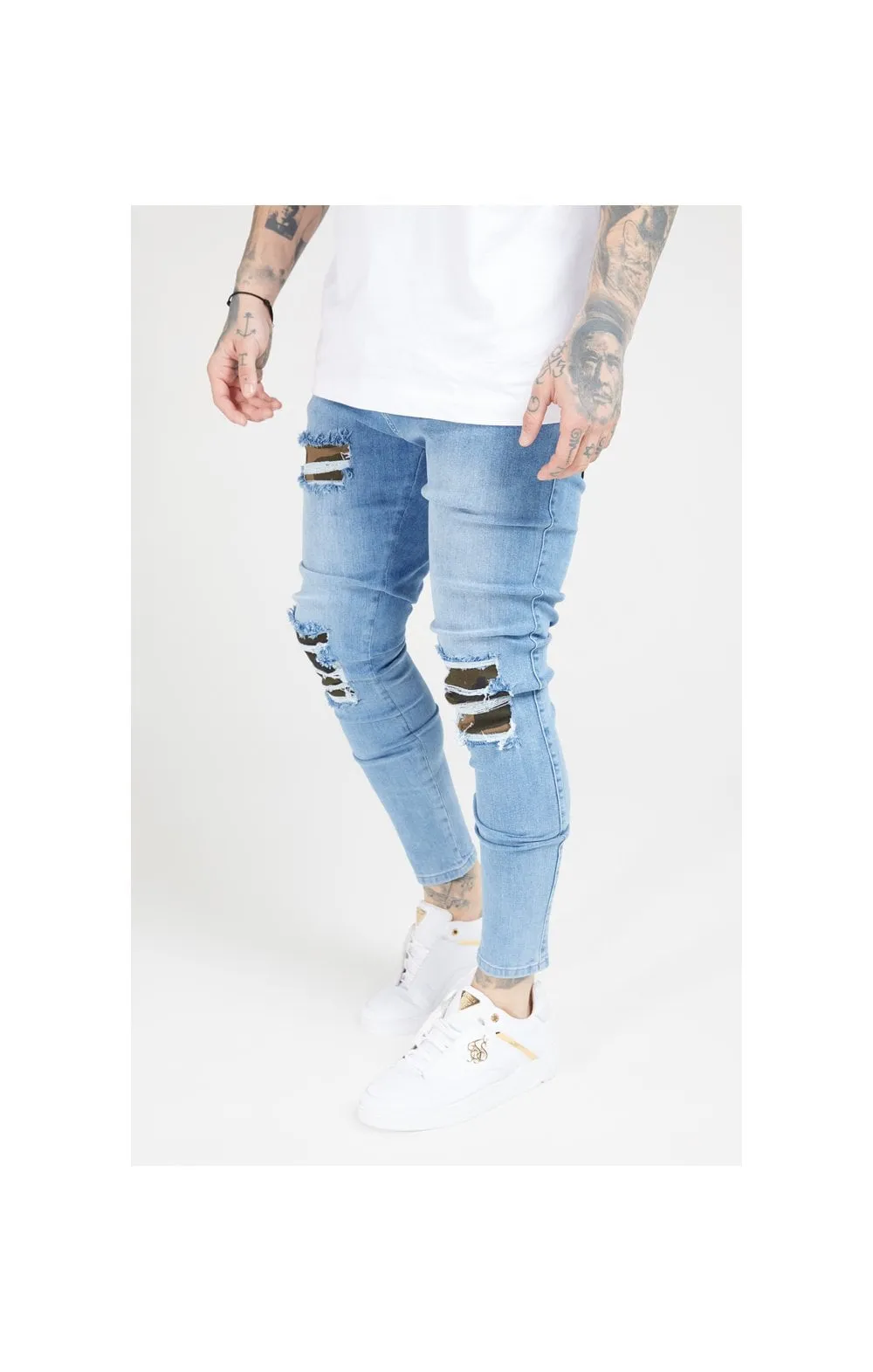 SikSilk Burst Knee Low Rise Denims - Midstone sold by Siksilk product image thumbnail 3