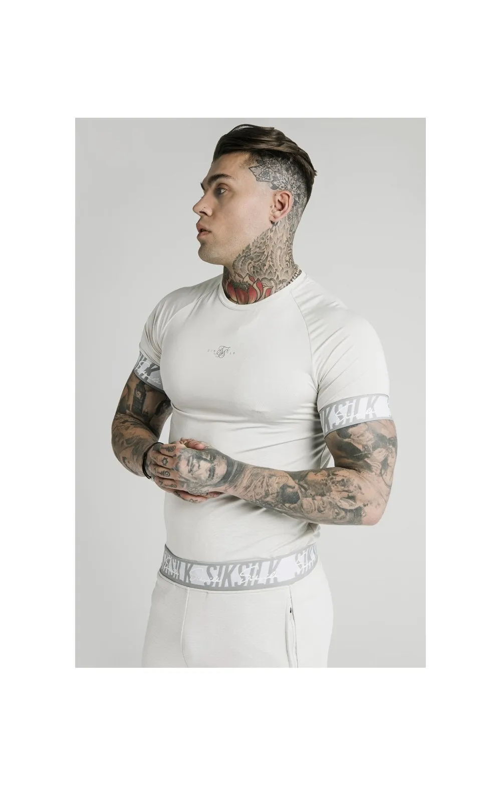 SikSilk S/S Scope Tape Tech Tee – Ice Grey sold by Siksilk
