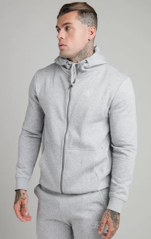 Grey Essential Zip Through Funnel Neck Hoodie sold by Siksilk