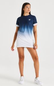 SikSilk Rainbow Fade T-Shirt Dress - Navy & White sold by Siksilk