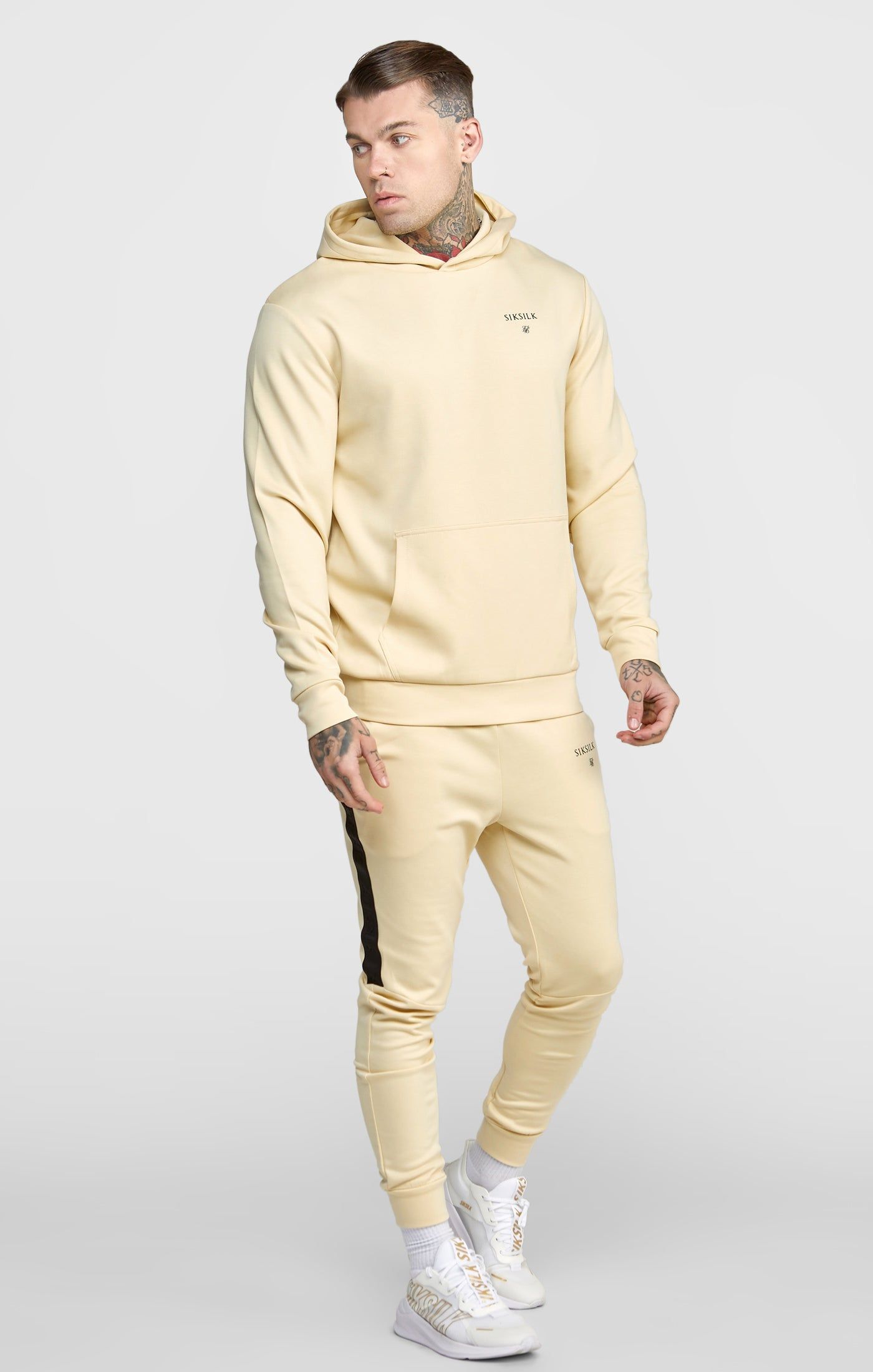 Beige Taped Overhead Hoodie sold by Siksilk product image thumbnail 5