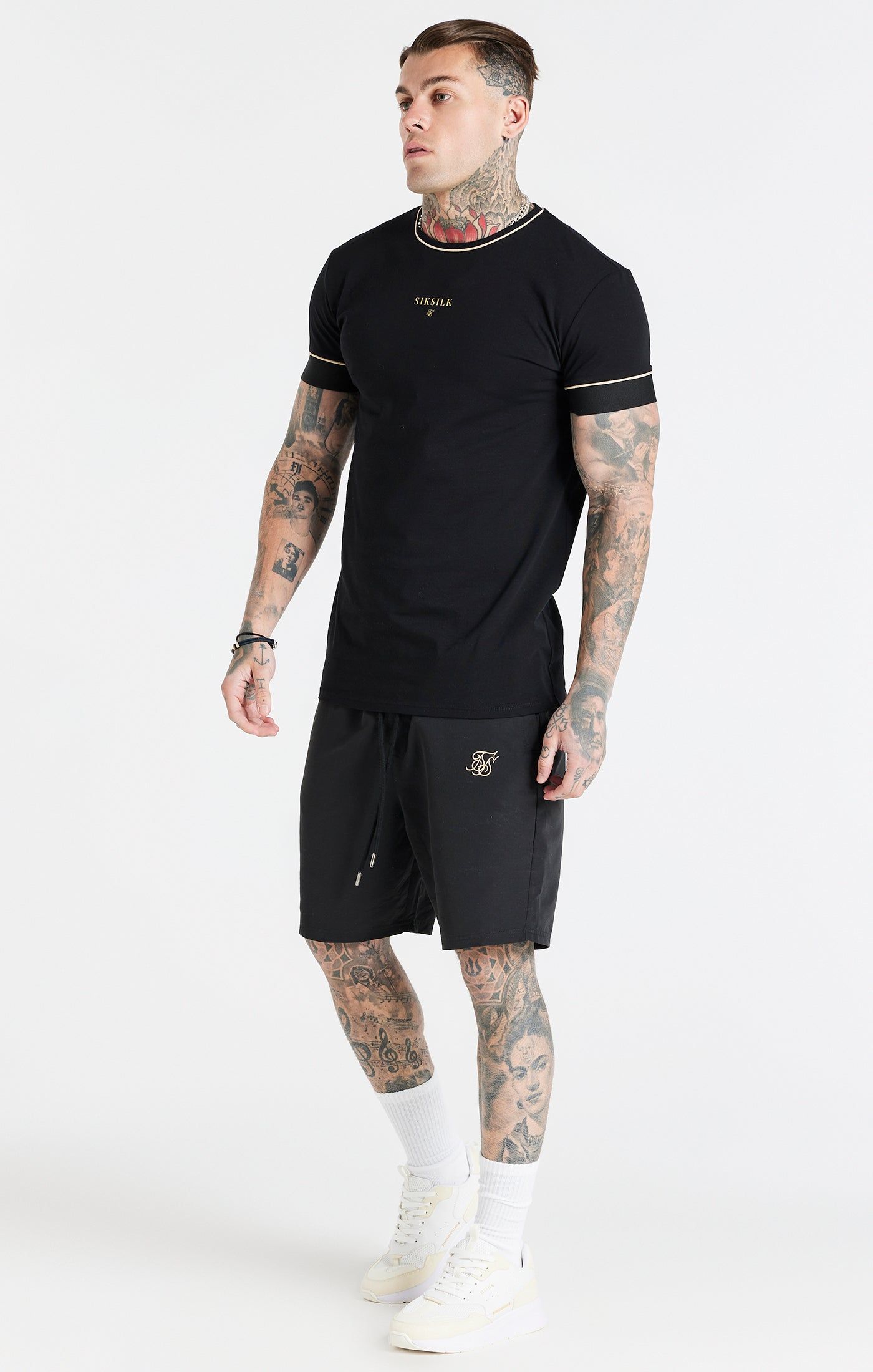 Black Retro Elastic Cuff T-Shirt sold by Siksilk product image thumbnail 3