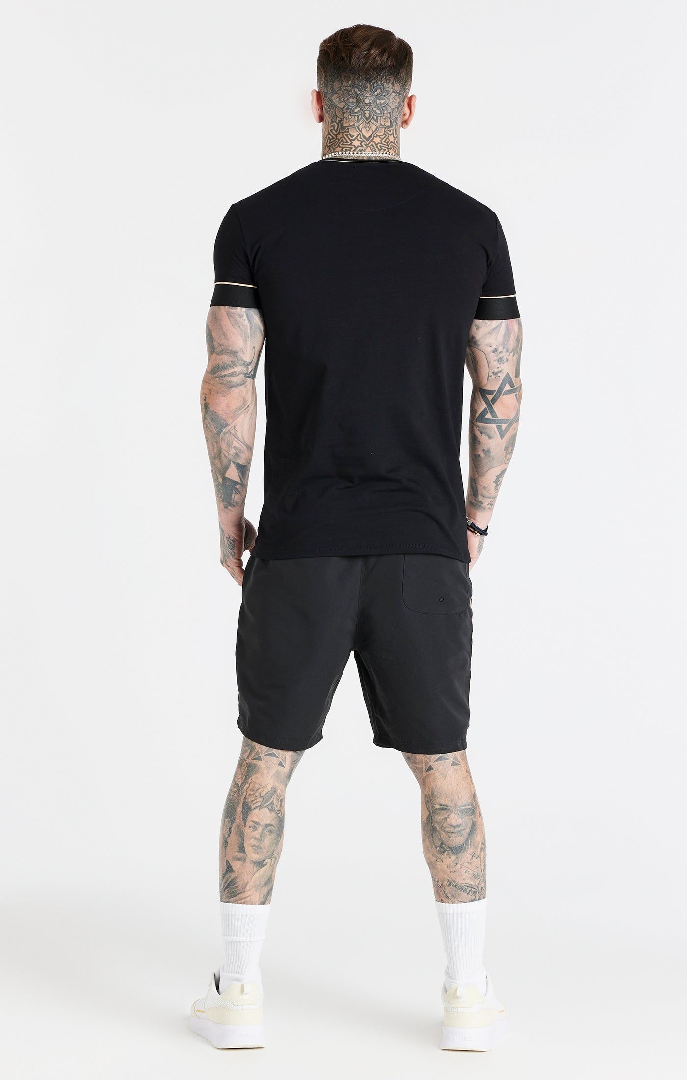 Black Retro Elastic Cuff T-Shirt sold by Siksilk product image thumbnail 5