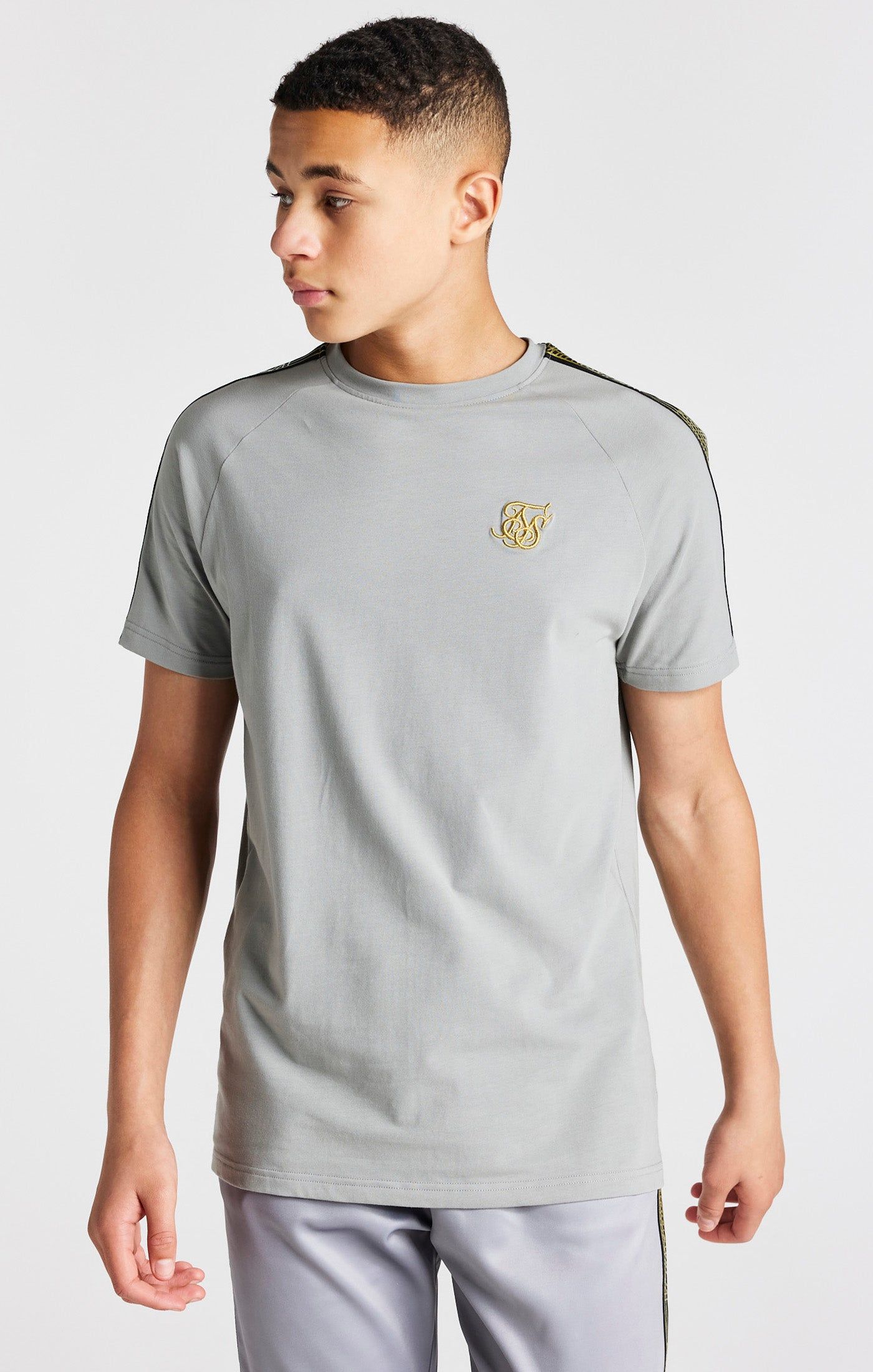 Boys Grey Taped Raglan T-Shirt sold by Siksilk