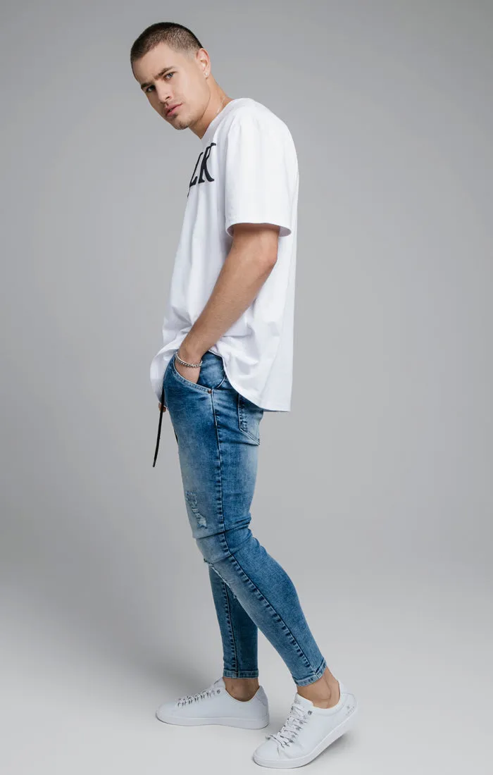 Blue Distressed Elasticated Jean sold by Siksilk product image thumbnail 5