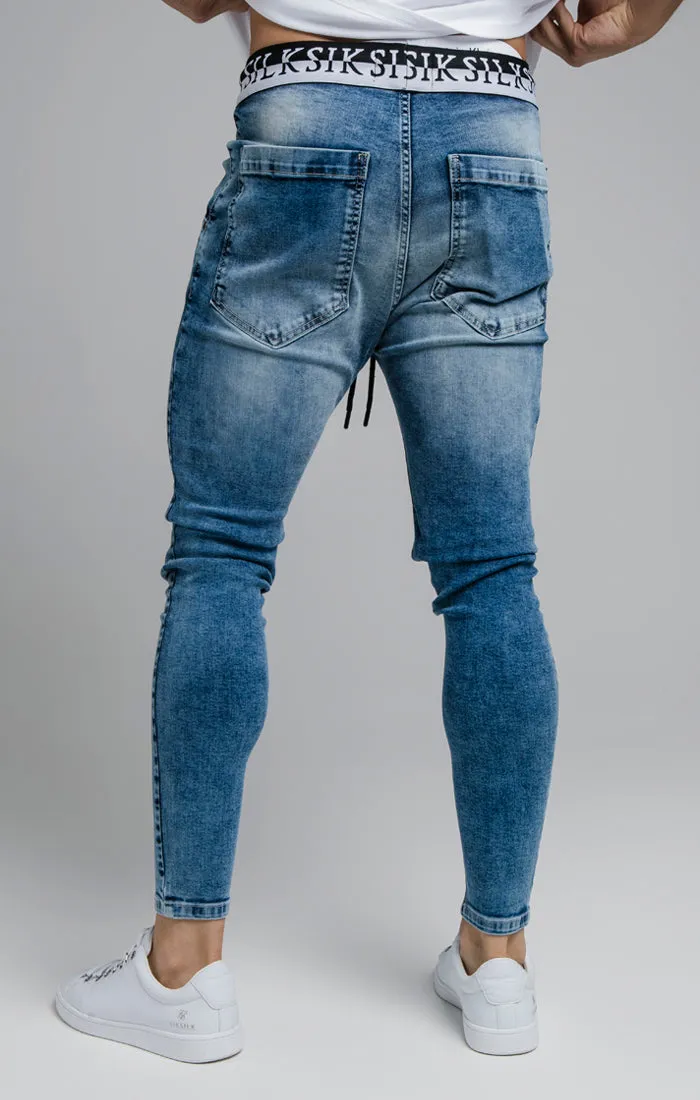Blue Distressed Elasticated Jean sold by Siksilk product image thumbnail 3