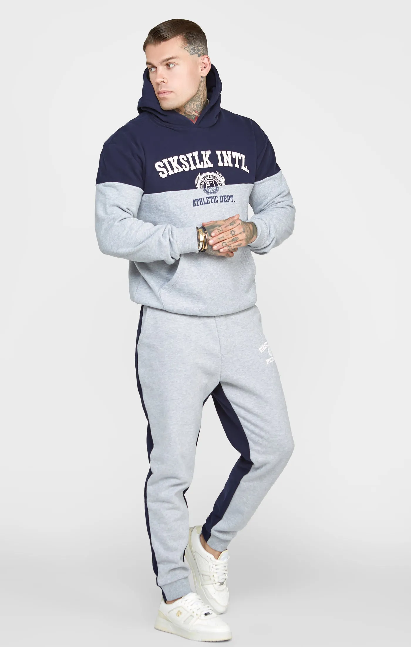 Navy Cut And Sew Oversized Hoodie sold by Siksilk product image thumbnail 3