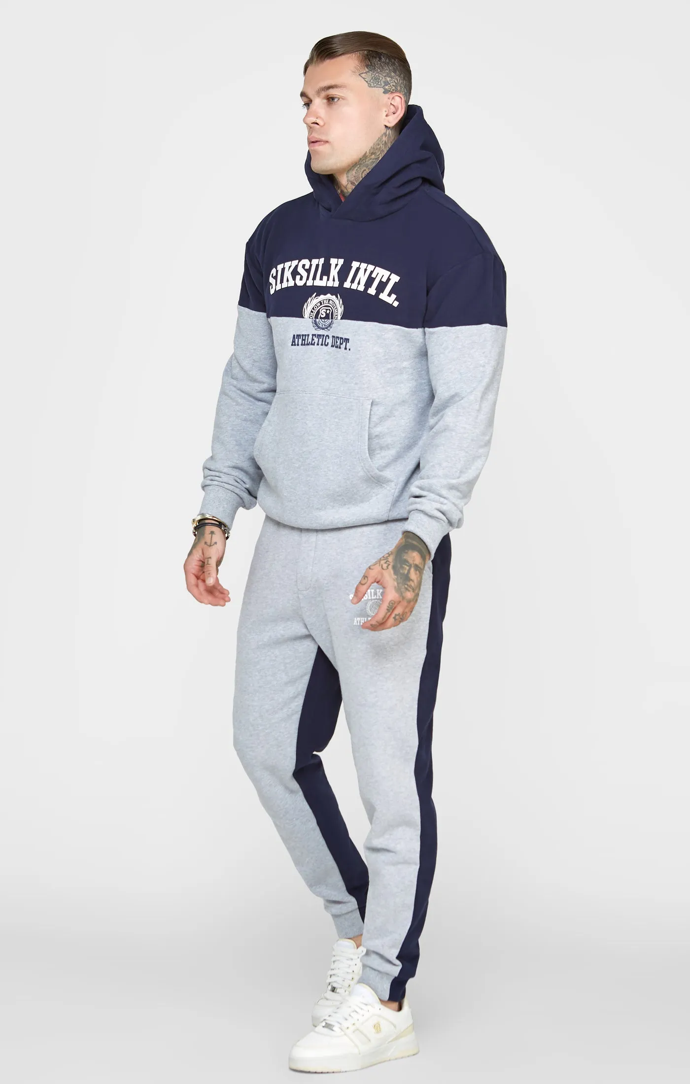 Navy Cut And Sew Oversized Hoodie sold by Siksilk product image thumbnail 4