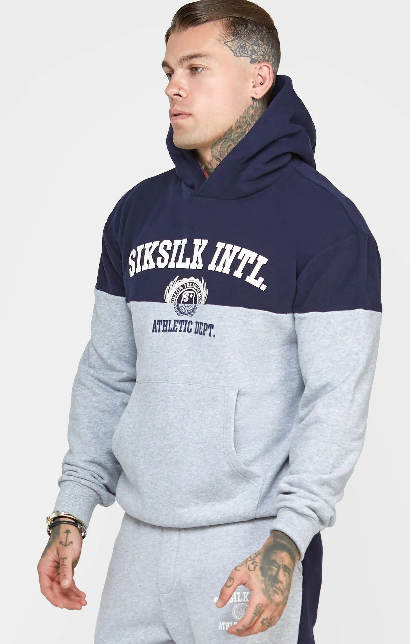 Navy Cut And Sew Oversized Hoodie sold by Siksilk
