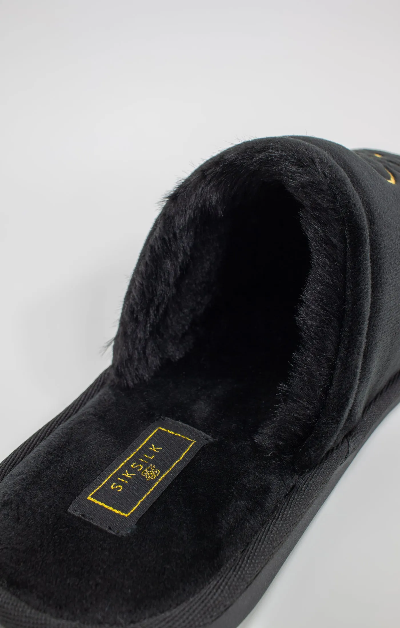 Black Slipper With Embroidered Logo sold by Siksilk product image thumbnail 3