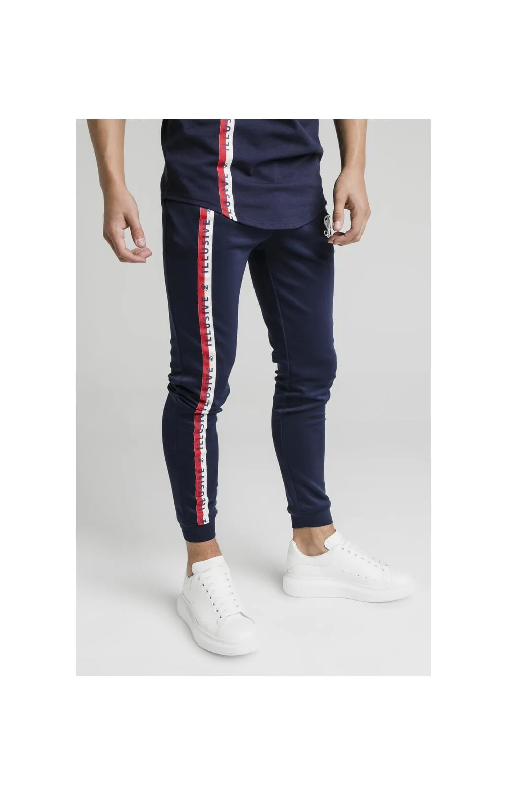 Illusive London Side Tape Joggers - Navy sold by Siksilk product image thumbnail 4