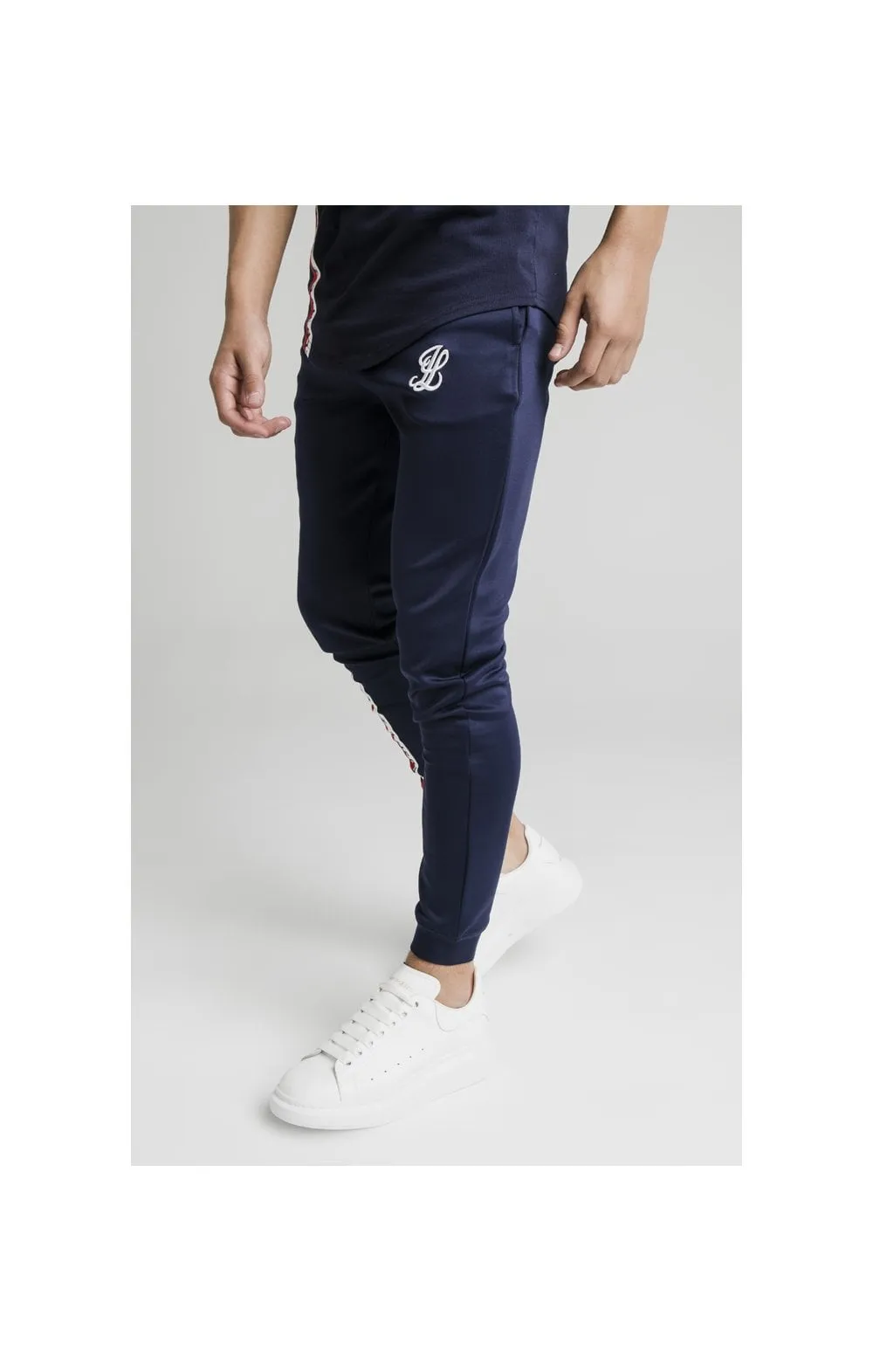 Illusive London Side Tape Joggers - Navy sold by Siksilk