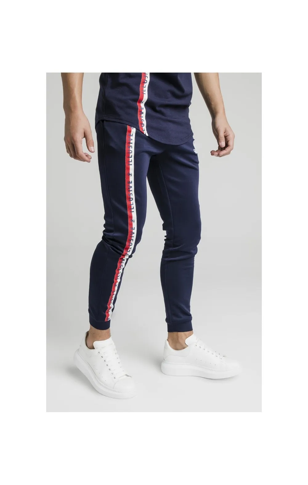 Illusive London Side Tape Joggers - Navy sold by Siksilk product image thumbnail 3