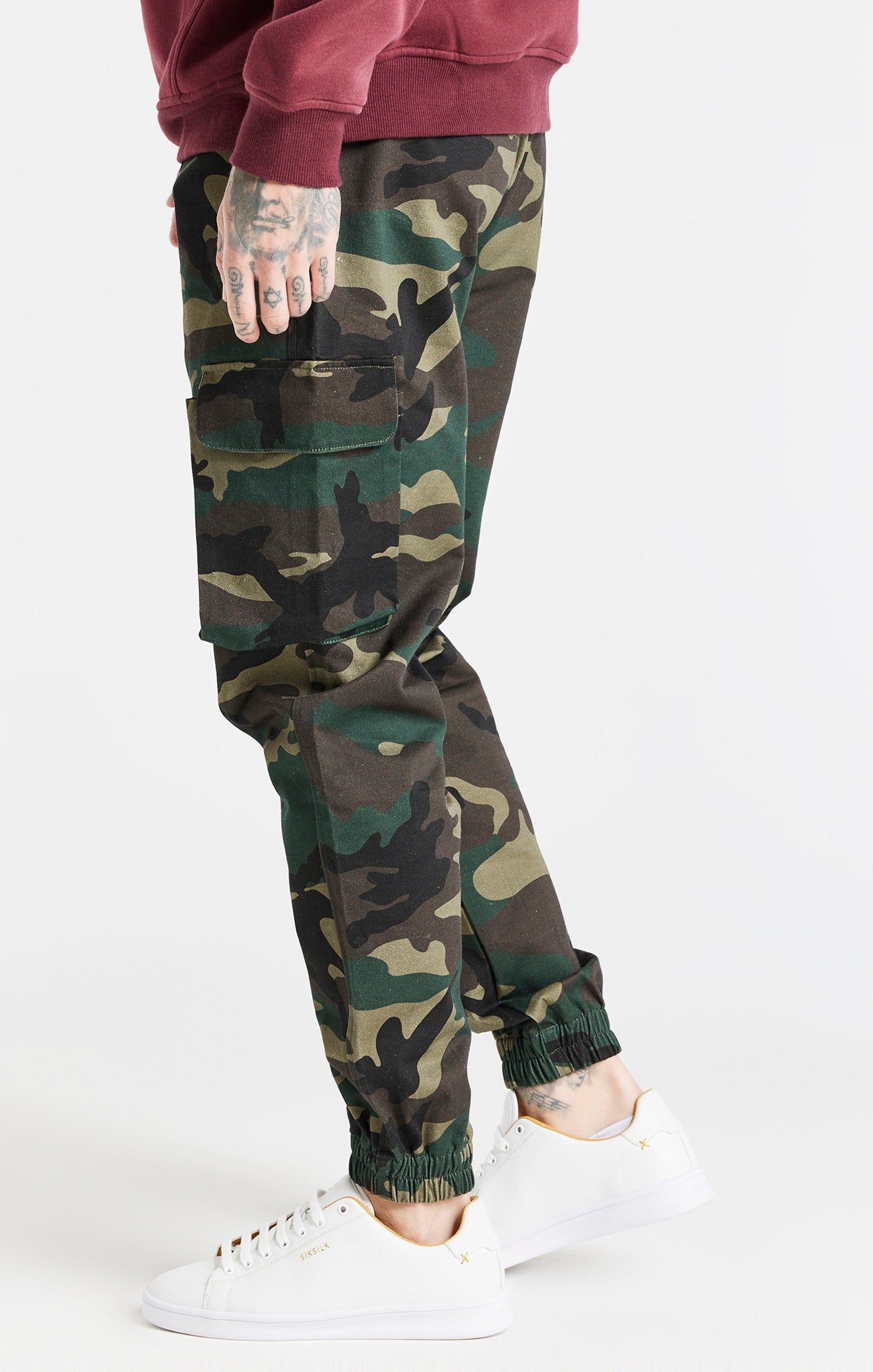 Green Camo Utility Cargo Jogger sold by Siksilk