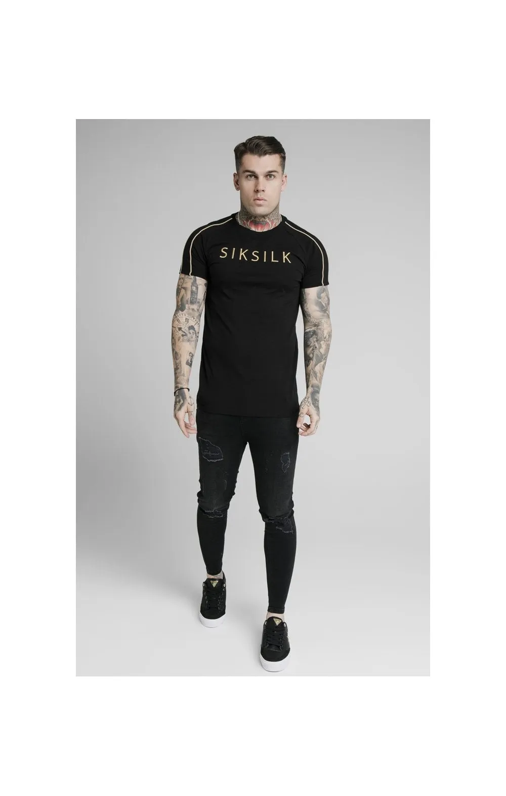 SikSilk S/S Astro Raglan Gym Tee - Black sold by Siksilk product image thumbnail 5