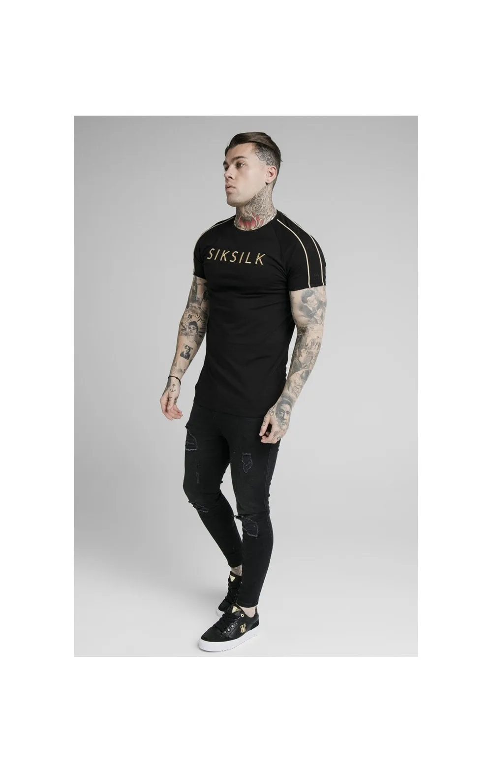 SikSilk S/S Astro Raglan Gym Tee - Black sold by Siksilk product image thumbnail 3