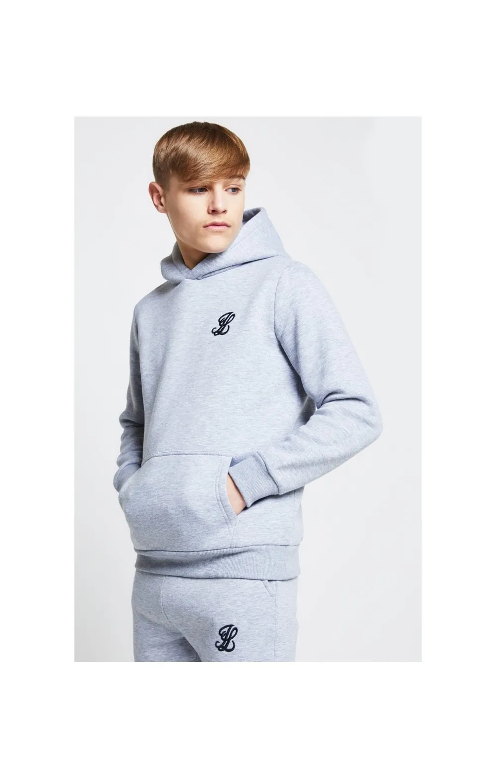 Boys Illusive Grey Marl Essentials Overhead Hoodie sold by Siksilk