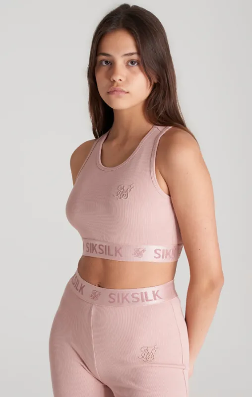 Girls Pink Ribbed Taped Bralette sold by Siksilk