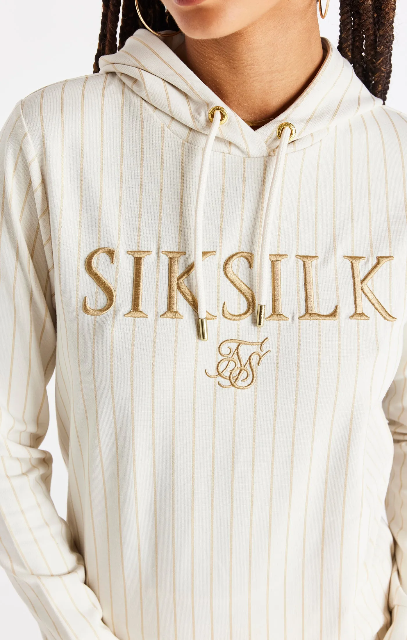 Ecru Stripe Hoodie sold by Siksilk product image thumbnail 2