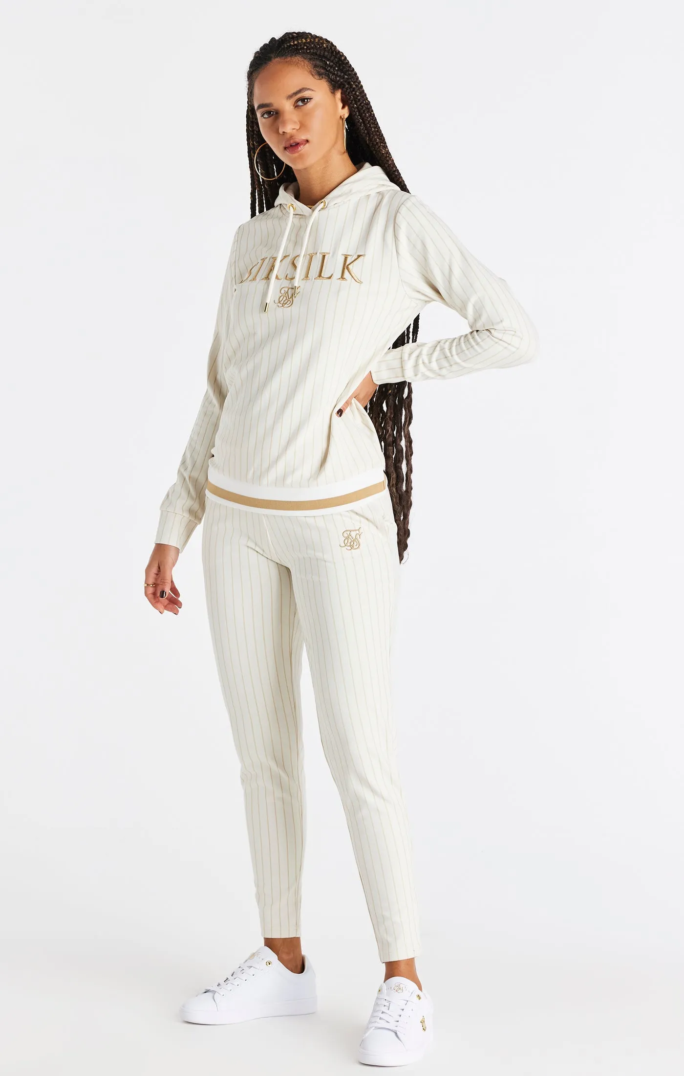 Ecru Stripe Hoodie sold by Siksilk product image thumbnail 4